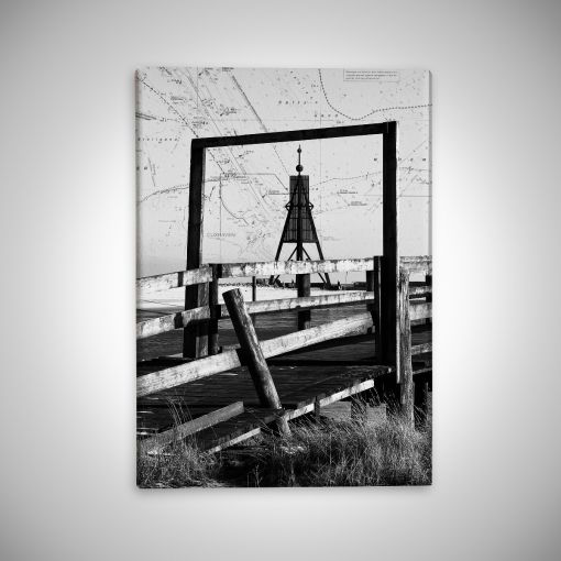 CuxPrint - Motiv: Kugelbake mit Seekarte | Leinwand Galerie Print