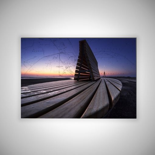 CuxPrint - Motiv: Bank Sonnenuntergang Querformat | 3mm Alu-Dibond-Platte Galerie Print