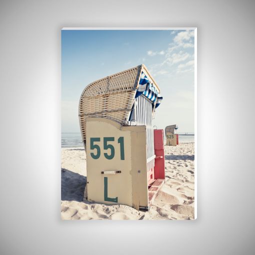 CuxPrint - Motiv: Strandkorb am Cuxhavener Wattenmeer Hochformat | Hartschaumplatte 10mm Galerie Print