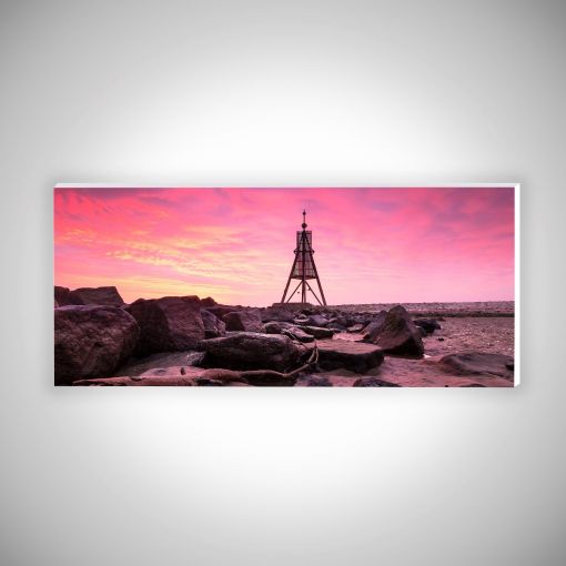 CuxPrint - Motiv: Kugelbake mit Wellenbrechern Panorama | Hartschaumplatte 10mm Galerie Print 