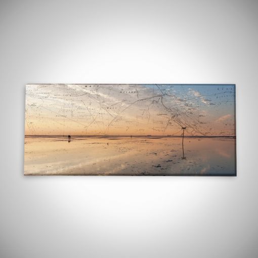 CuxPrint - Motiv: Wattenmeer bei Ebbe mit Seekarte Panorama | Leinwand Galerie Print