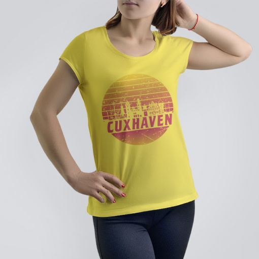 CuxShirt - Motiv: Cuxhaven Skyline orange | Damen T-Shirt