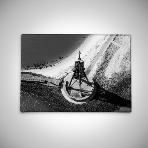 CuxPrint - Motiv: Kugelbake von oben schwarz weiß | Leinwand Galerieprint
