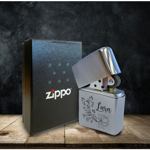 Zippo - Motiv: Blumenranke mit Wunschnamen | Zippo